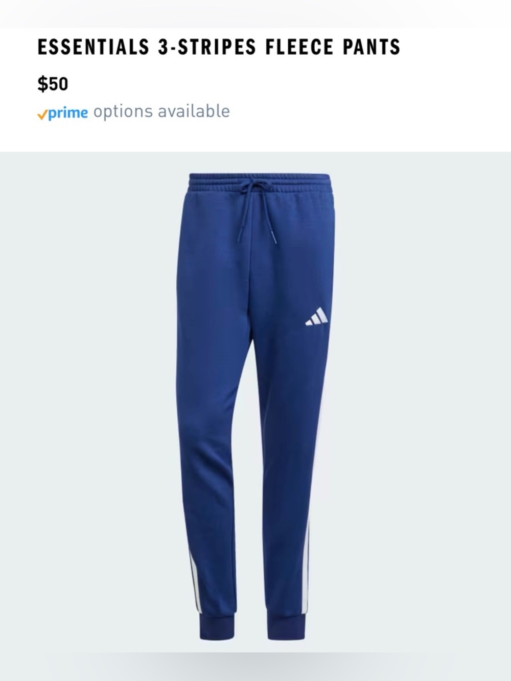 adidas Essentials 3-Stripes Fleece Track Pants Blue 5XLT